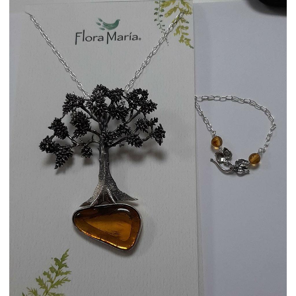 Gargantilla Árbol ceiba con ambar